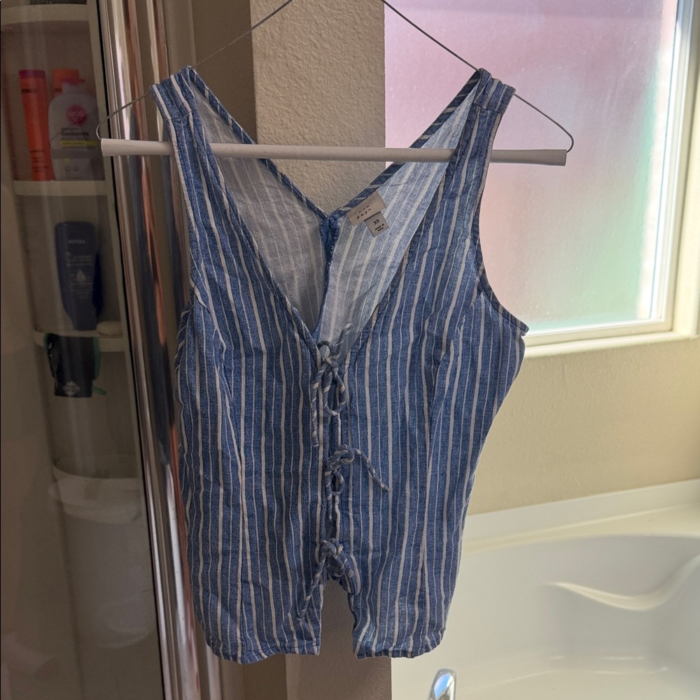 a new day Blue and White Striped Top
